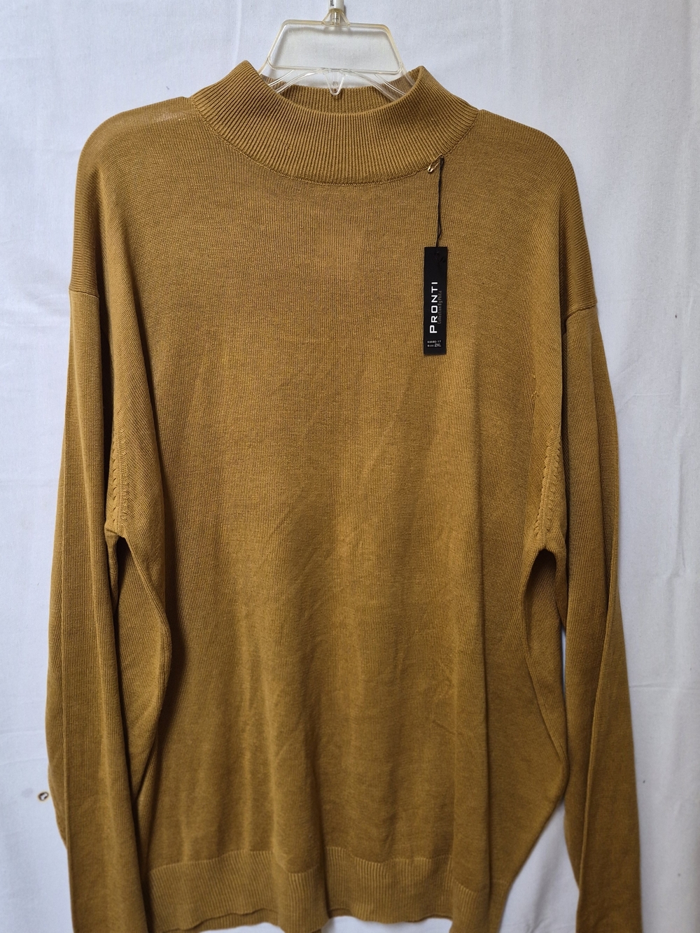 Pronti Collection by Phita Mens Gold Mock Neck Sweater 2XL S3560-17 NWT Snag